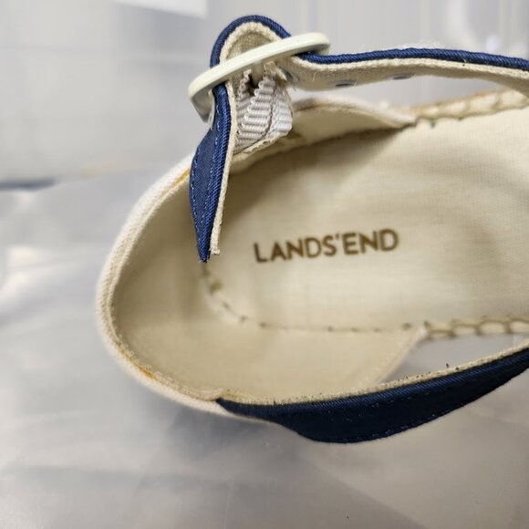 LANDS END Blue Espadrille Casual Flat Sandal 6.5 - Picture 9 of 10